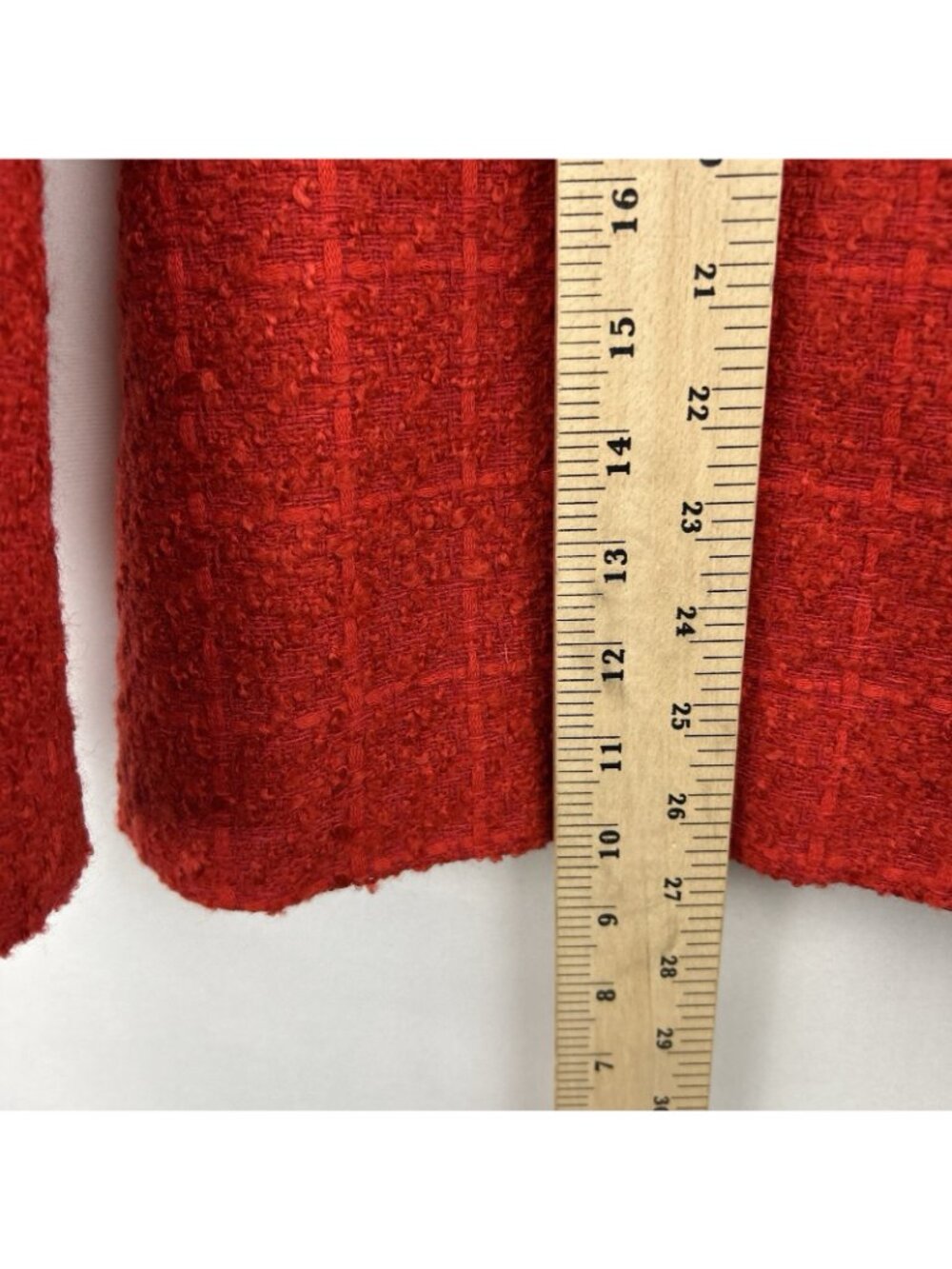 ZARA Red Tweed Boucle Double Breasted Blazer Jacket Womens XS Textured Cotton - Picture 6 of 16